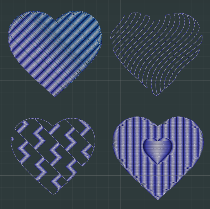 Different embroidery fill types in Embrowser